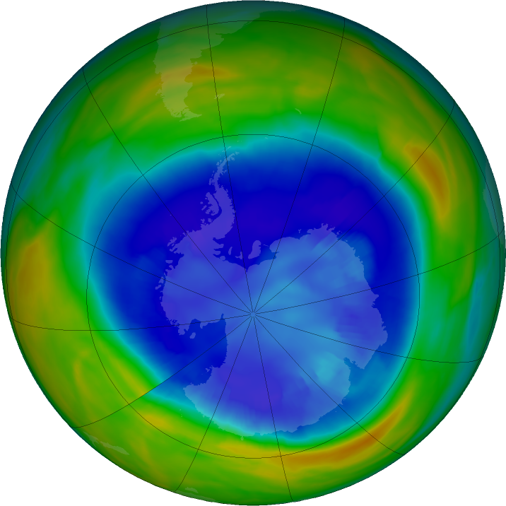 Antarctic ozone map for 01 September 2023